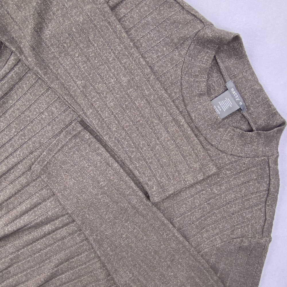 Matty‎ M Ribbed Mock Neck Top Womens XL Brown Long Sleeve Casual Minimalist